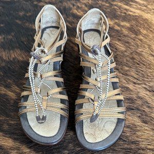 Jambou Leather Strappy Sport Wedge Sandals